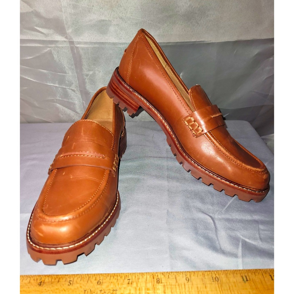 Madewell Women's Brown Leather Slip-On Loafer Flats Round Toe Lug Sole 7